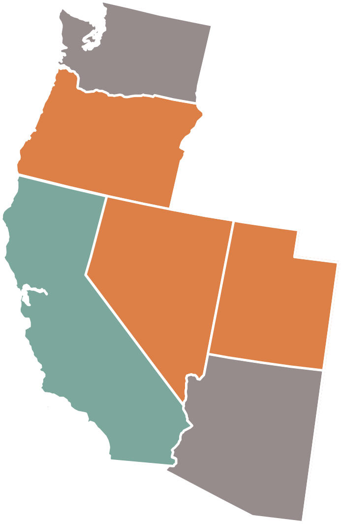 West Coast Logistics Map (California, Arizona, Washington, Oregon, Nevada, Colorado) 